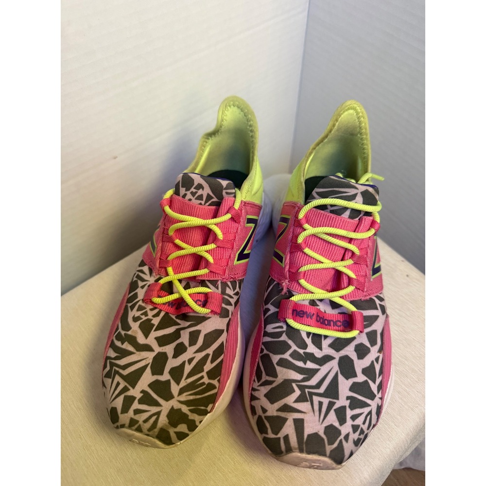 New Balance Fresh Foam Roav Kids 12.5 Pink Lime Animal Print